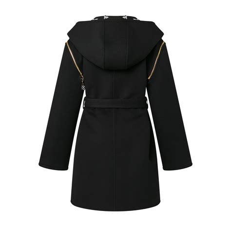 Zipper Sleeve Hooded Wrap Coat 